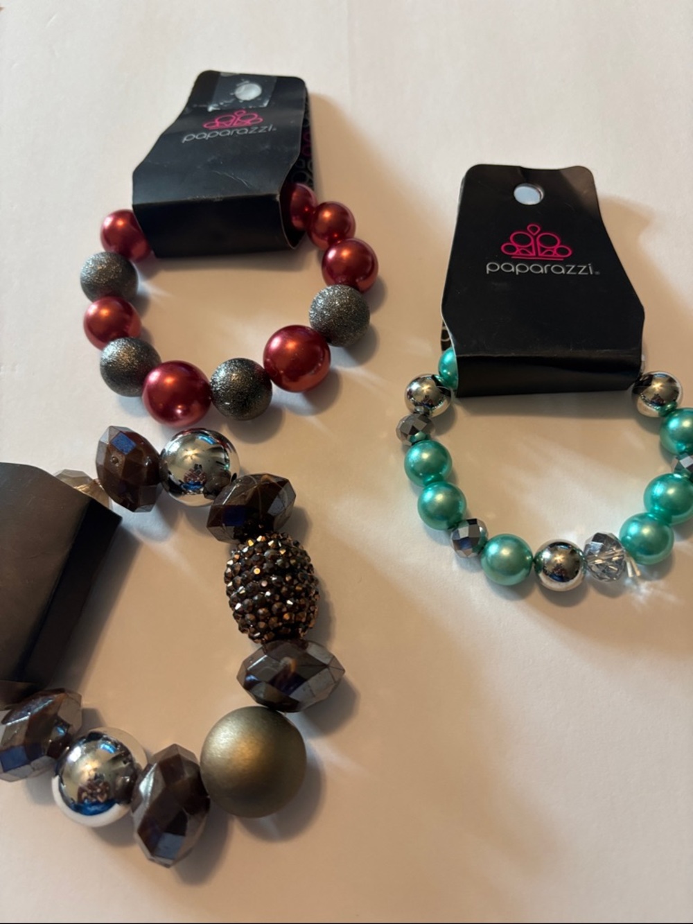 Paparazzi Teal and Red Beaded Bracelet Duo
